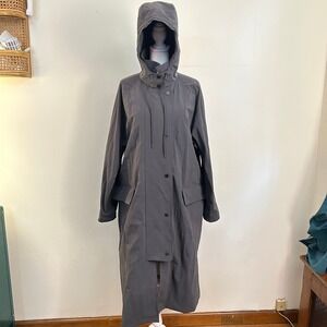 Everlane Black Hooded Raincoat Parka Jacket Size L Minimalist